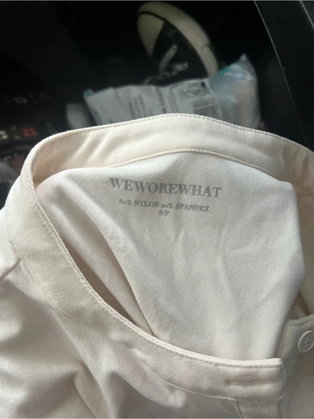 WeWoreWhat Cream Button-Front Long Sleeve Top